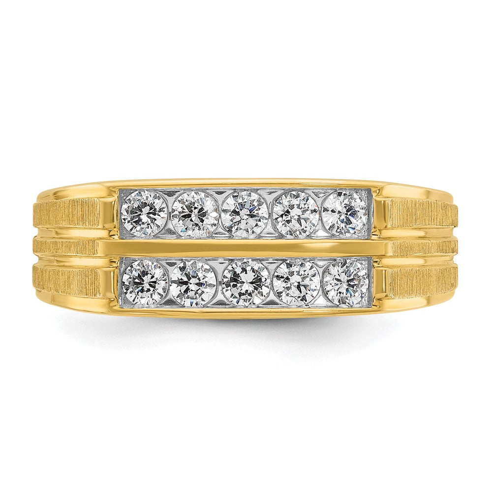 14k IBGoodman Men's Polished Satin & Grooved 2-Row Ring Mounting