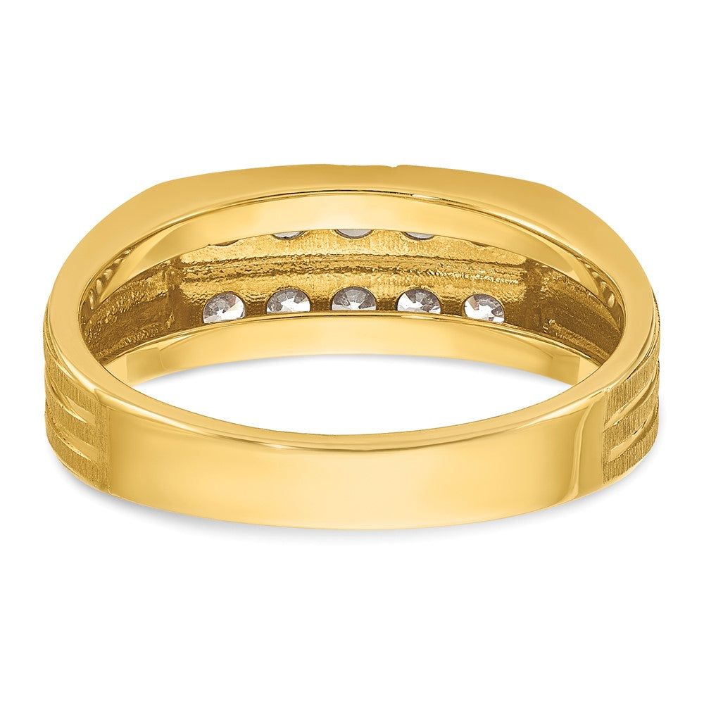 14k IBGoodman Men's Polished Satin & Grooved 2-Row Ring Mounting