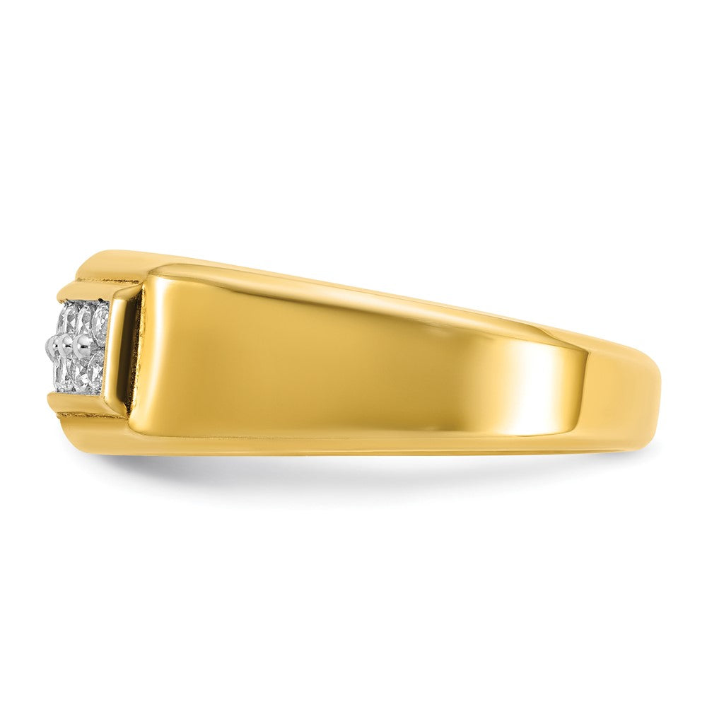 10k IBGoodman Men's Polished 2-Row 1/3 Carat A Quality Diamond Ring