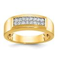 10k IBGoodman Men's Polished 2-Row 1/3 Carat A Quality Diamond Ring