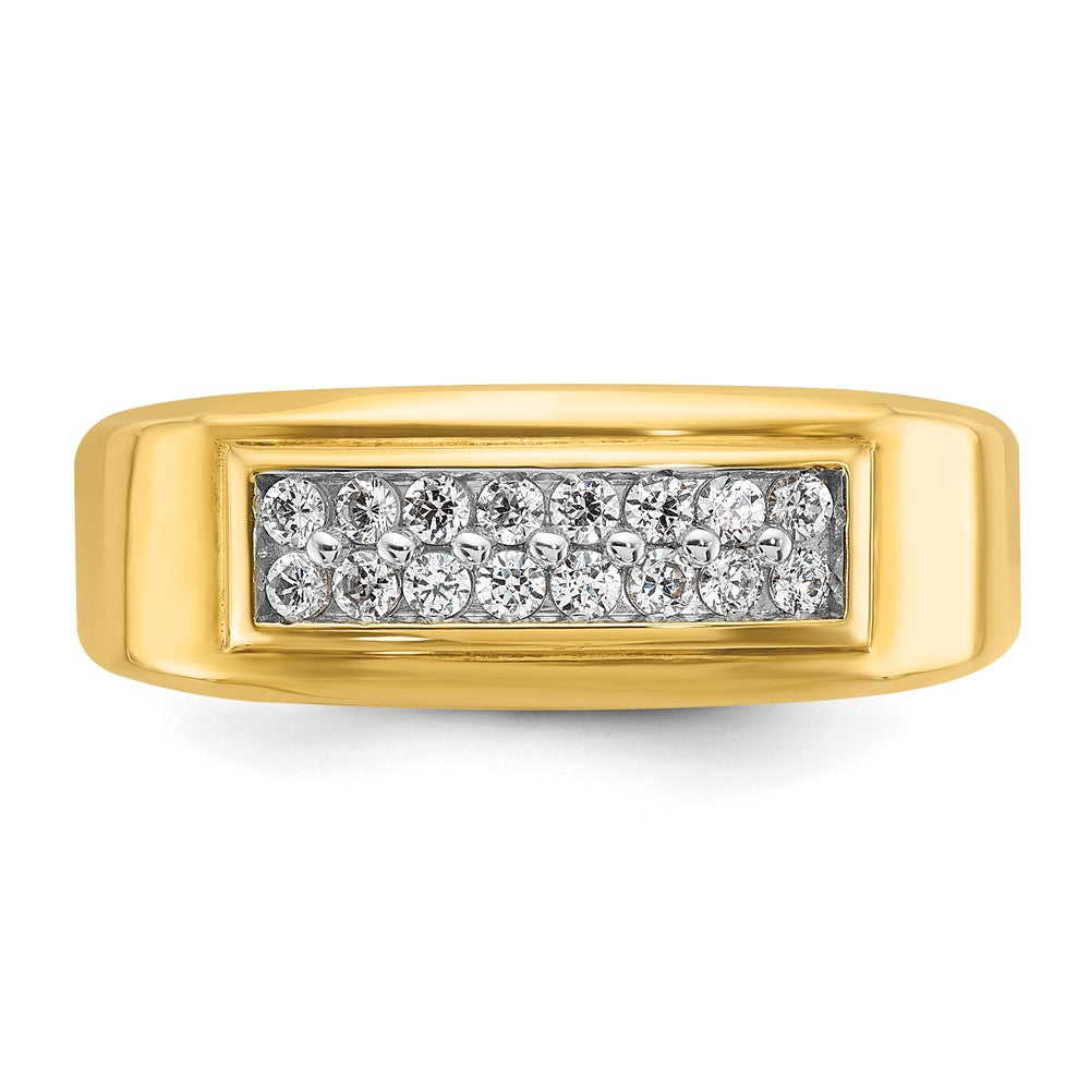 14k IBGoodman Men's Polished 2-Row 1/3 Carat AA Quality Diamond Ring
