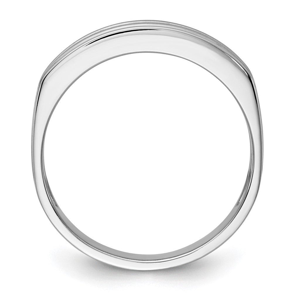 IBGoodman 14k White Gold 9 Stone Polished/Brushed/Grooved Ring Mounting