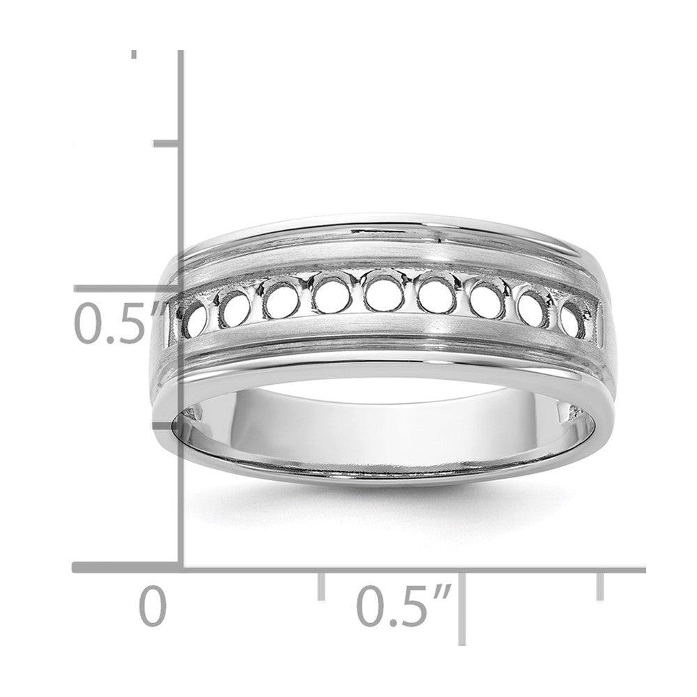 IBGoodman 14k White Gold 9 Stone Polished/Brushed/Grooved Ring Mounting
