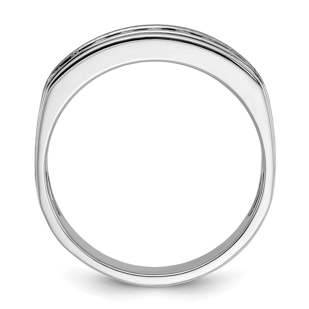 14kw IBGoodman Men's Polished Brushed Grooved Diamond Ring