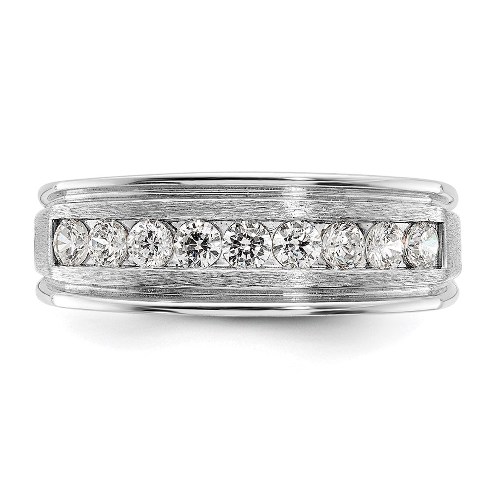 14kw IBGoodman Men's Polished Brushed Grooved Diamond Ring