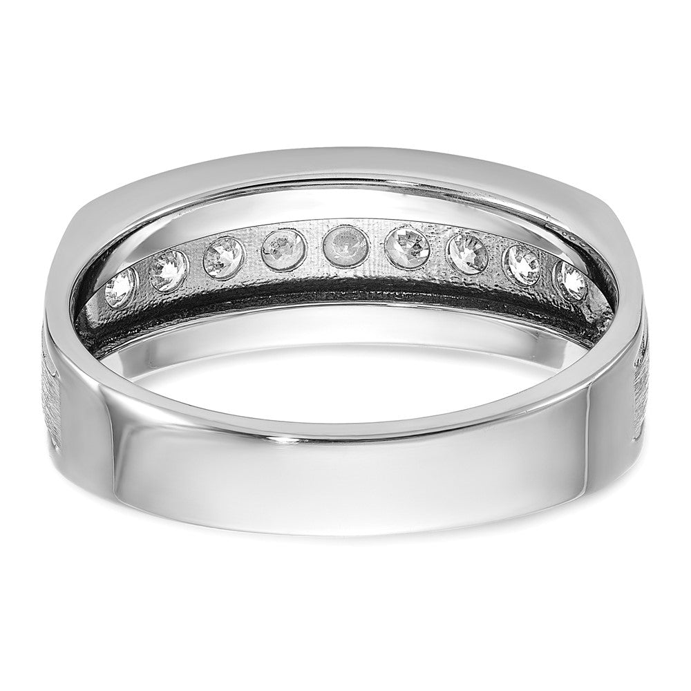 14kw IBGoodman Men's Polished Brushed Grooved Diamond Ring