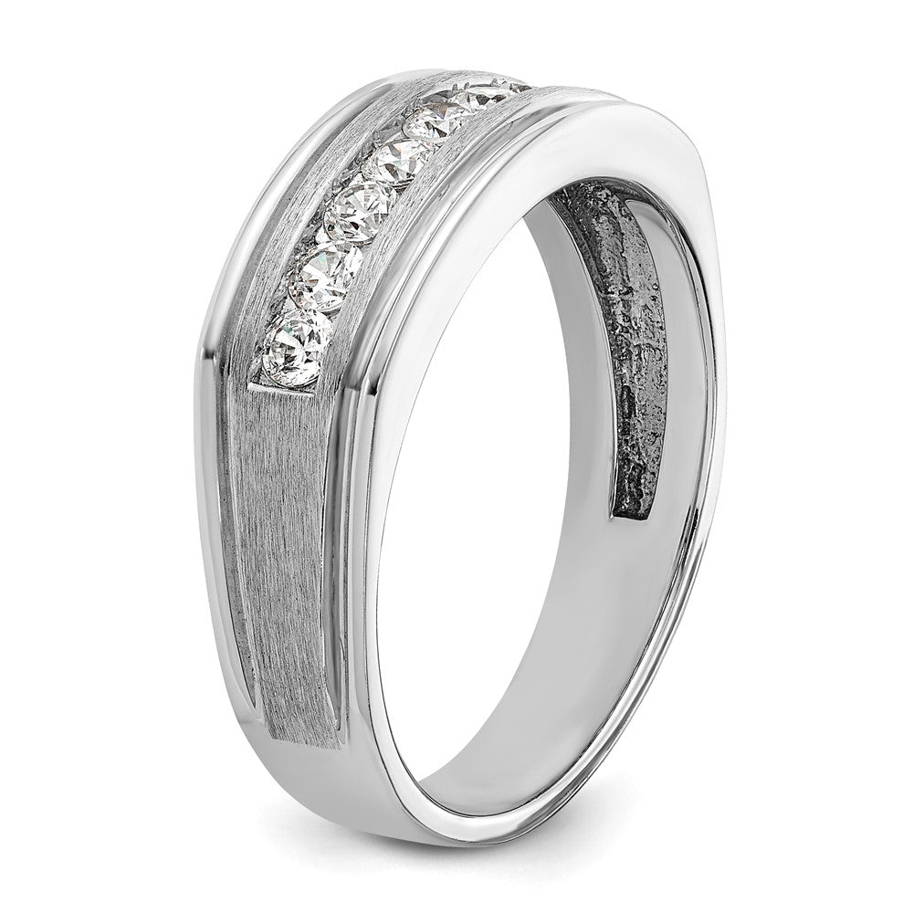 14kw IBGoodman Men's Polished Brushed Grooved Diamond Ring
