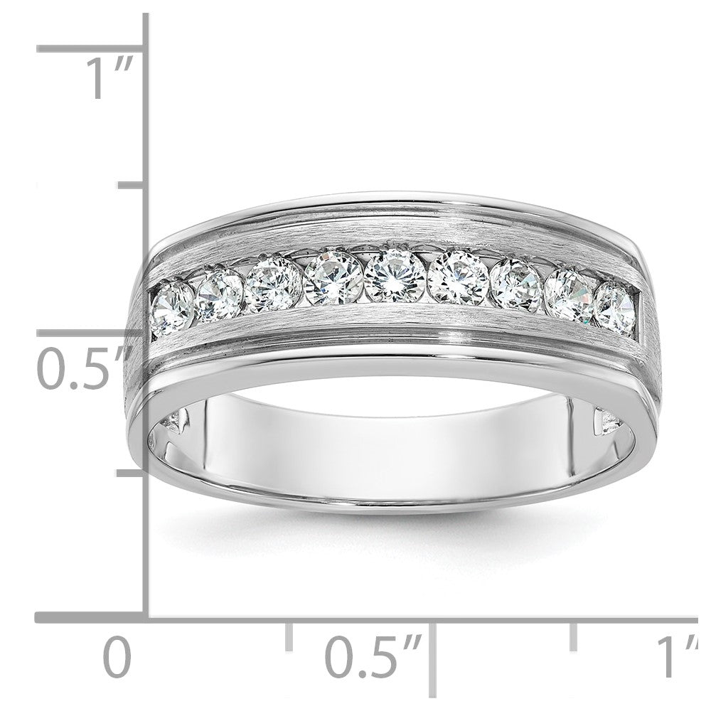 14kw IBGoodman Men's Polished Brushed Grooved Diamond Ring