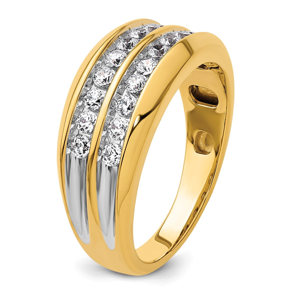 14k w/ White RH IBGoodman Men's Polished Two-Row Diamond Ring