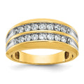 14k w/ White RH IBGoodman Men's Polished Two-Row Diamond Ring