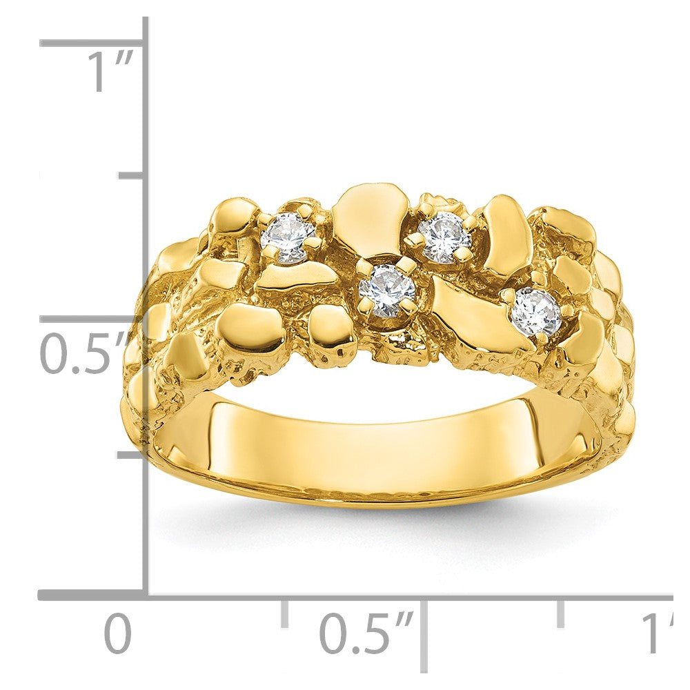 10k IBGoodman Men's Polished Nugget Textured Diamond Ring
