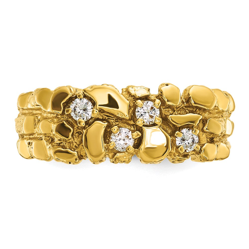 14k IBGoodman Men's Polished Nugget Textured Diamond Ring