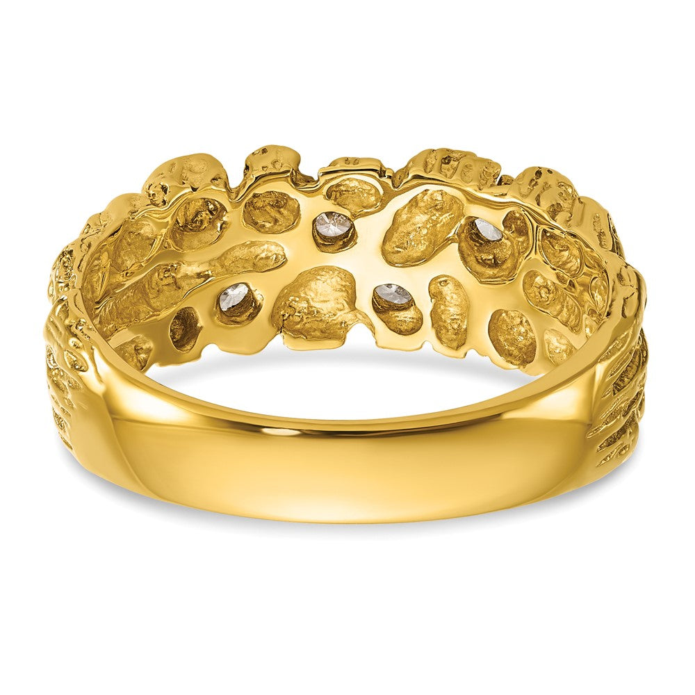 14k IBGoodman Men's Polished Nugget Textured Diamond Ring