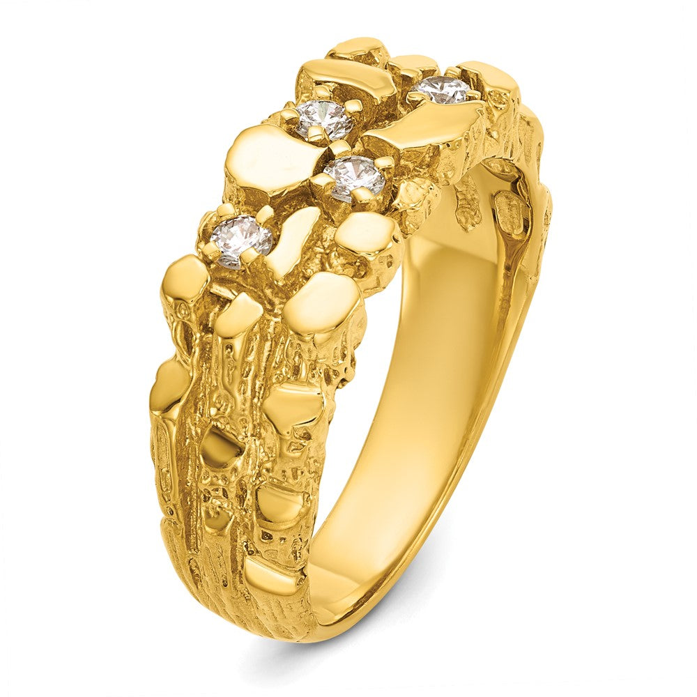 14k IBGoodman Men's Polished Nugget Textured Diamond Ring