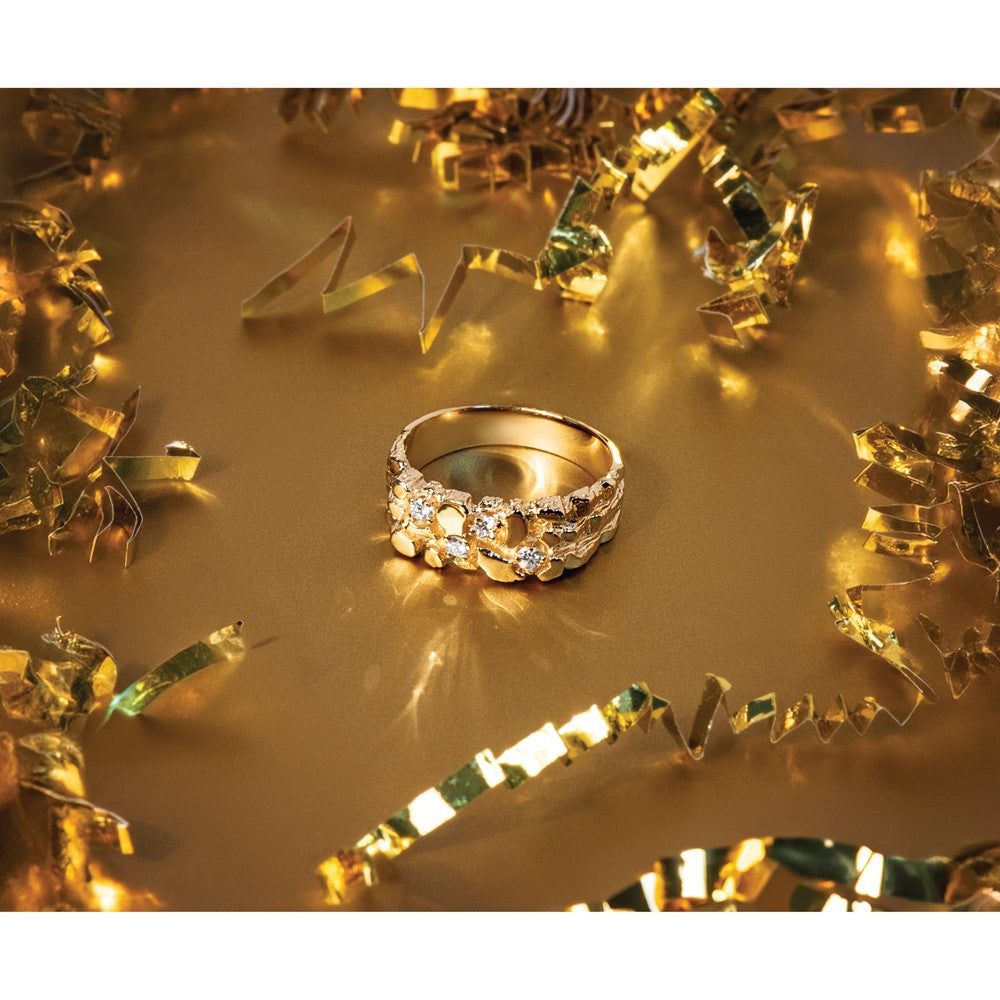 14k IBGoodman Men's Polished Nugget Textured Ring Mounting
