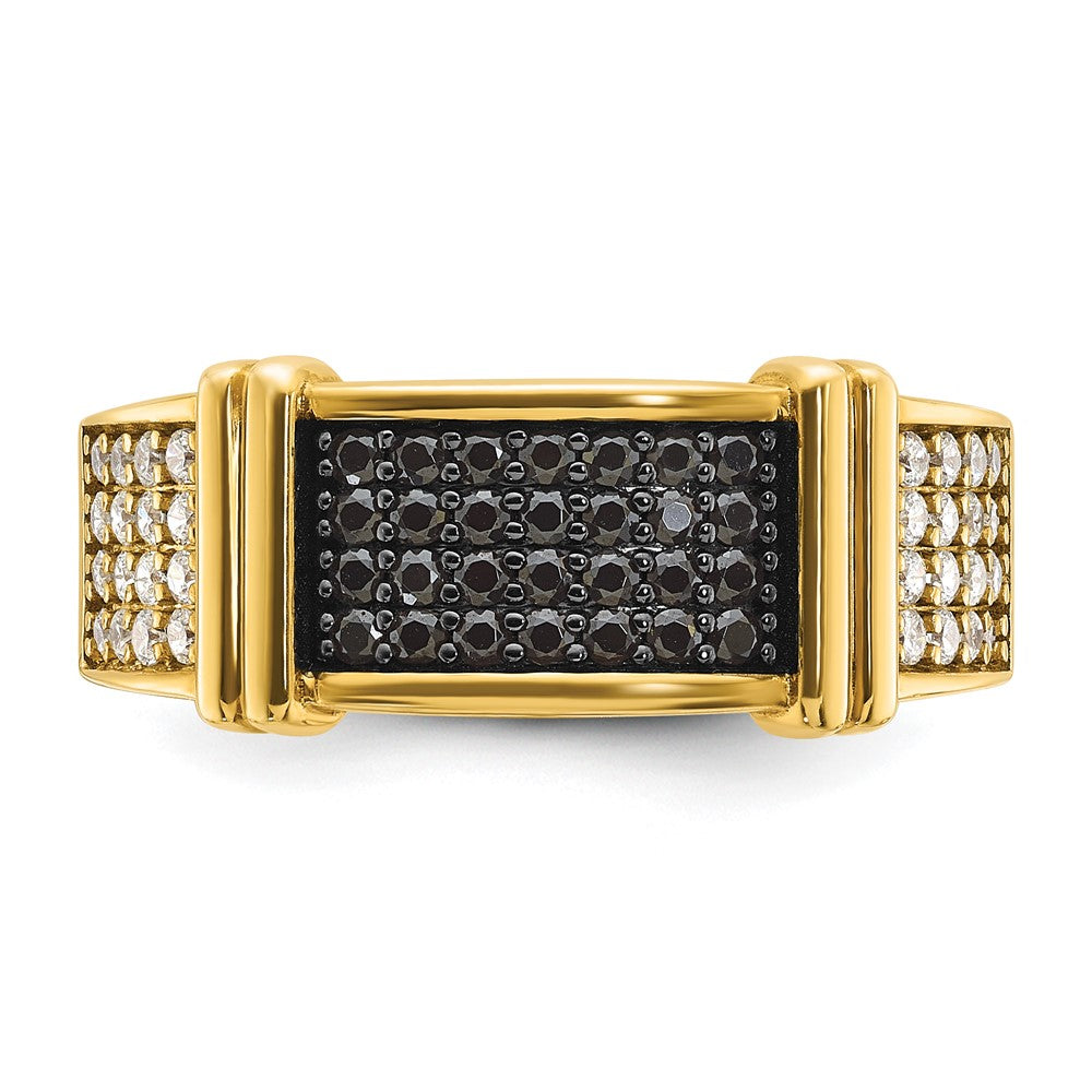 14k IBGoodman Men's Black and White Diamonds Complete Ring