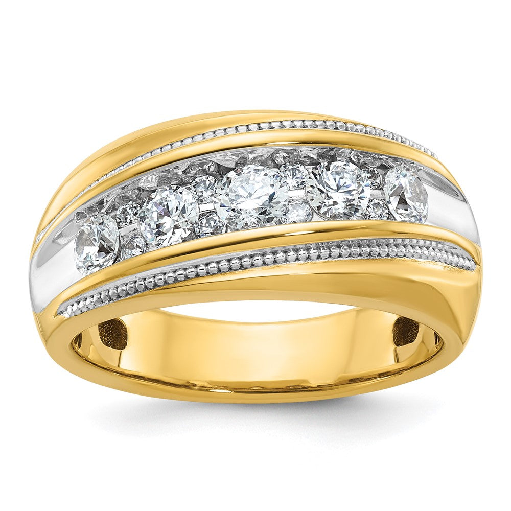 10k w/ White RH IBGoodman Men's Polished and Milgrain Diamond Ring