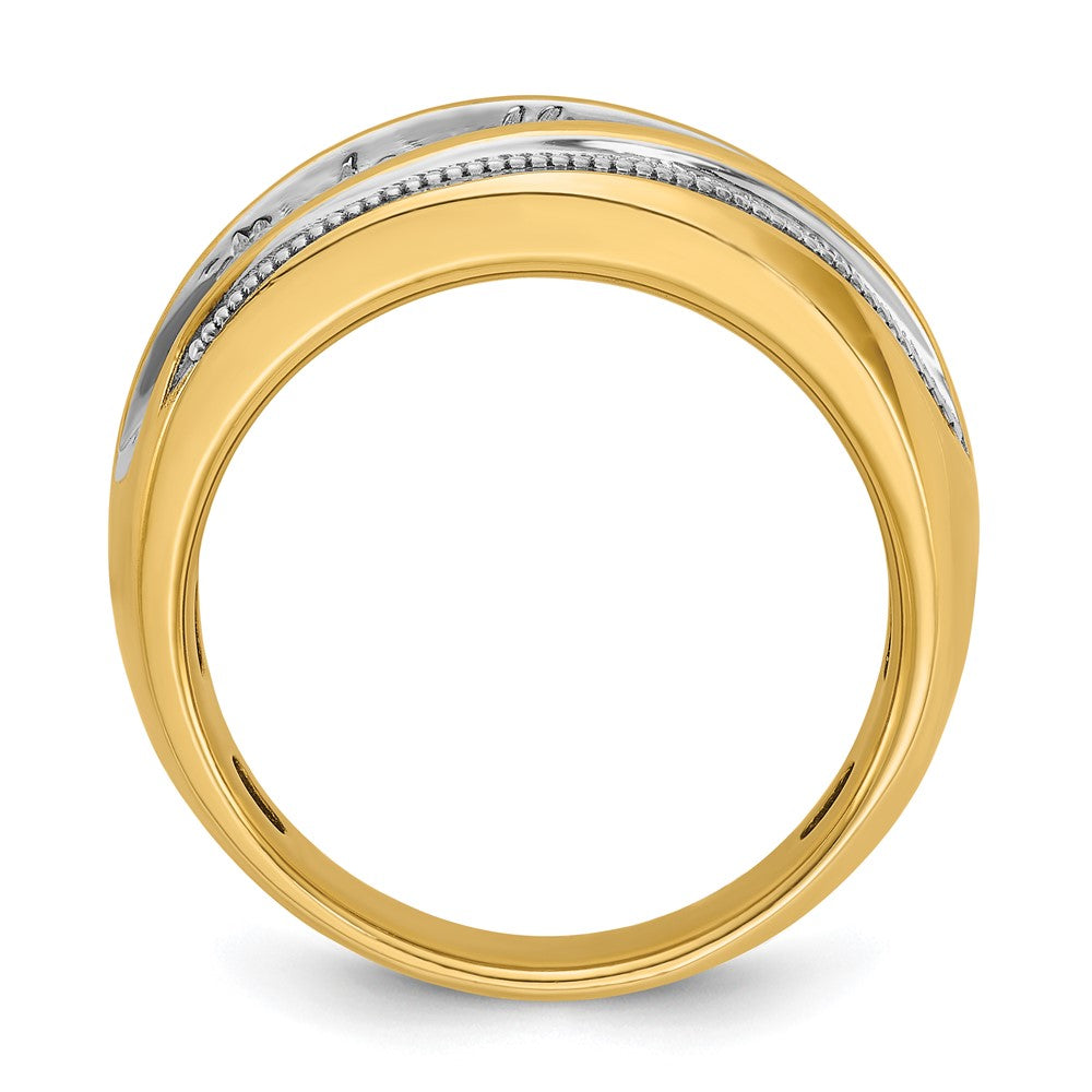 14k IBGoodman Men's Polished and Milgrain Ring Mounting