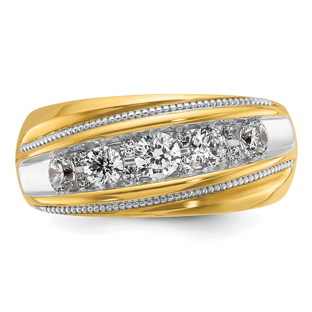 14k w/ White RH IBGoodman Men's Polished and Milgrain Diamond Ring
