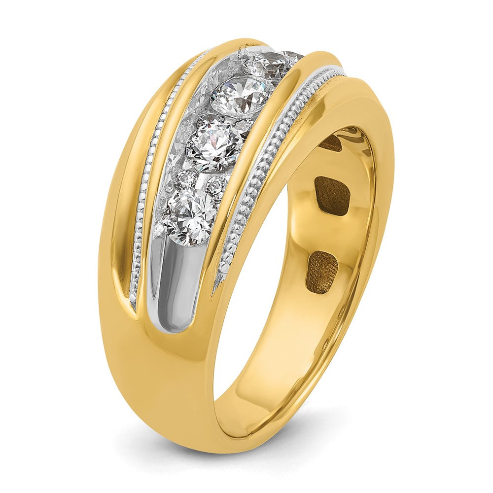 14k w/ White RH IBGoodman Men's Polished and Milgrain Diamond Ring