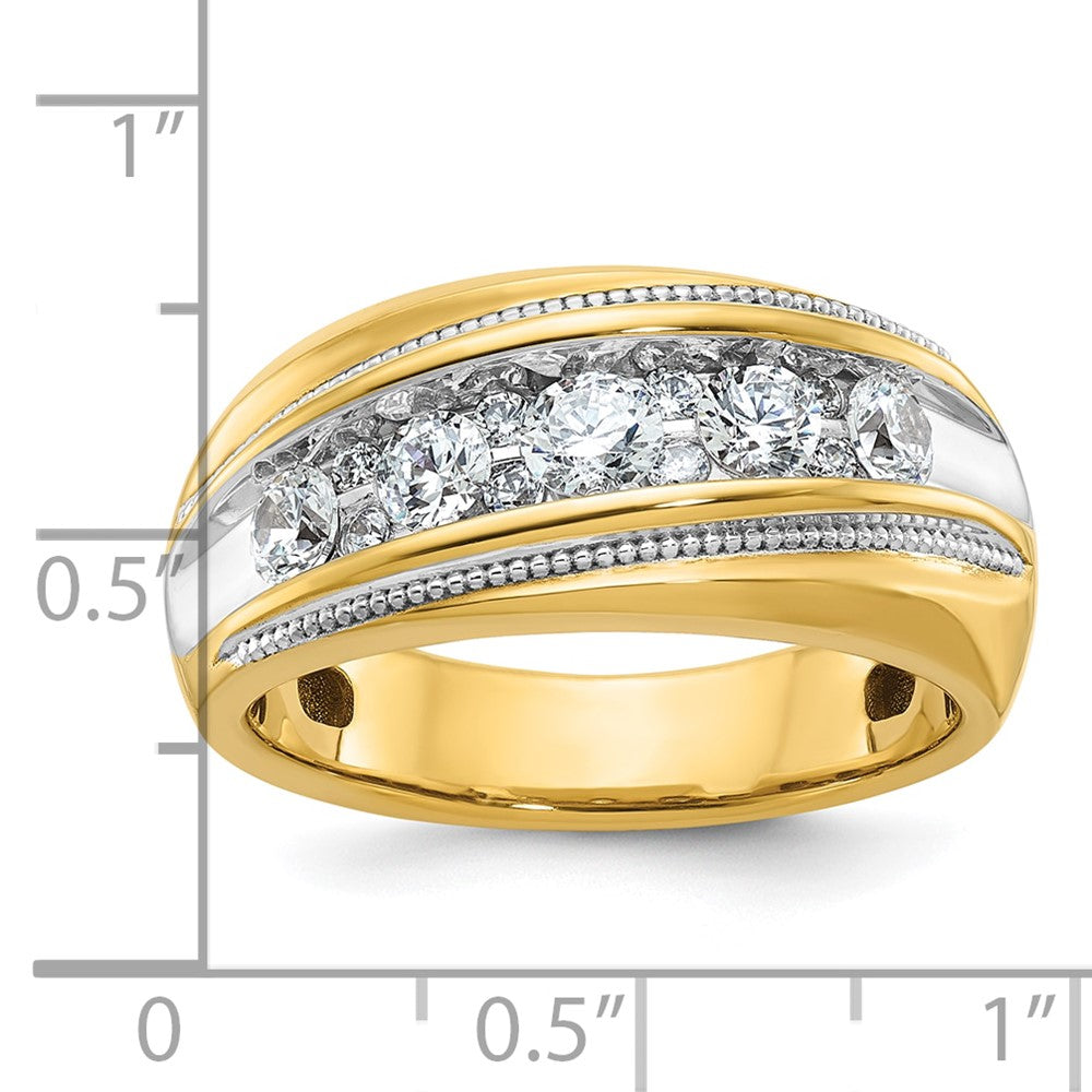 14k w/ White RH IBGoodman Men's Polished and Milgrain Diamond Ring