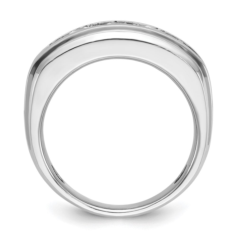 14k White Gold IBGoodman Men's Polished & Grooved Diamond Ring