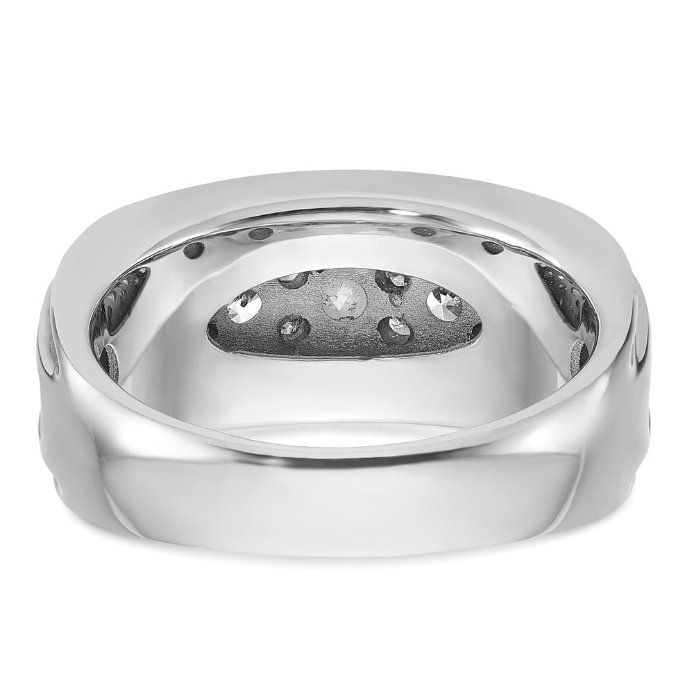 14k White Gold IBGoodman Men's Polished & Grooved Diamond Ring