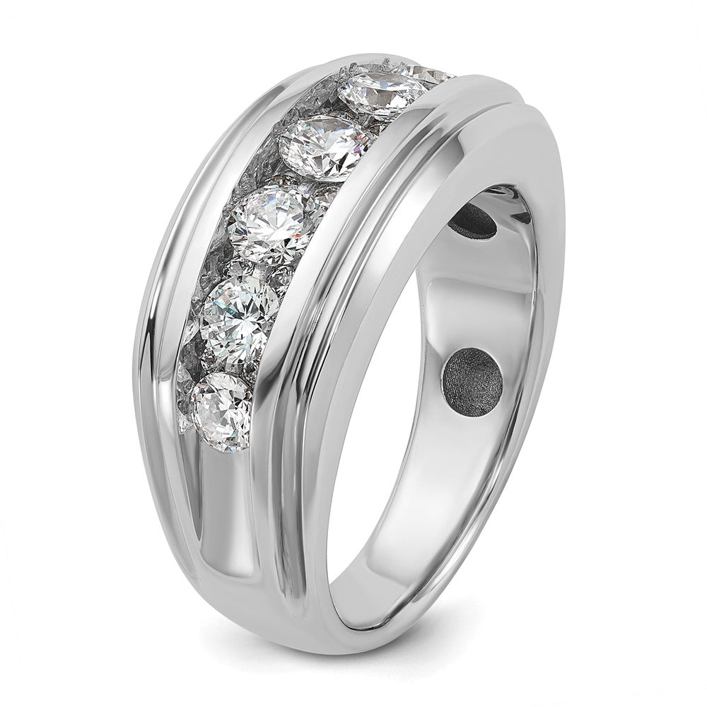 14k White Gold IBGoodman Men's Polished and Grooved Ring Mounting