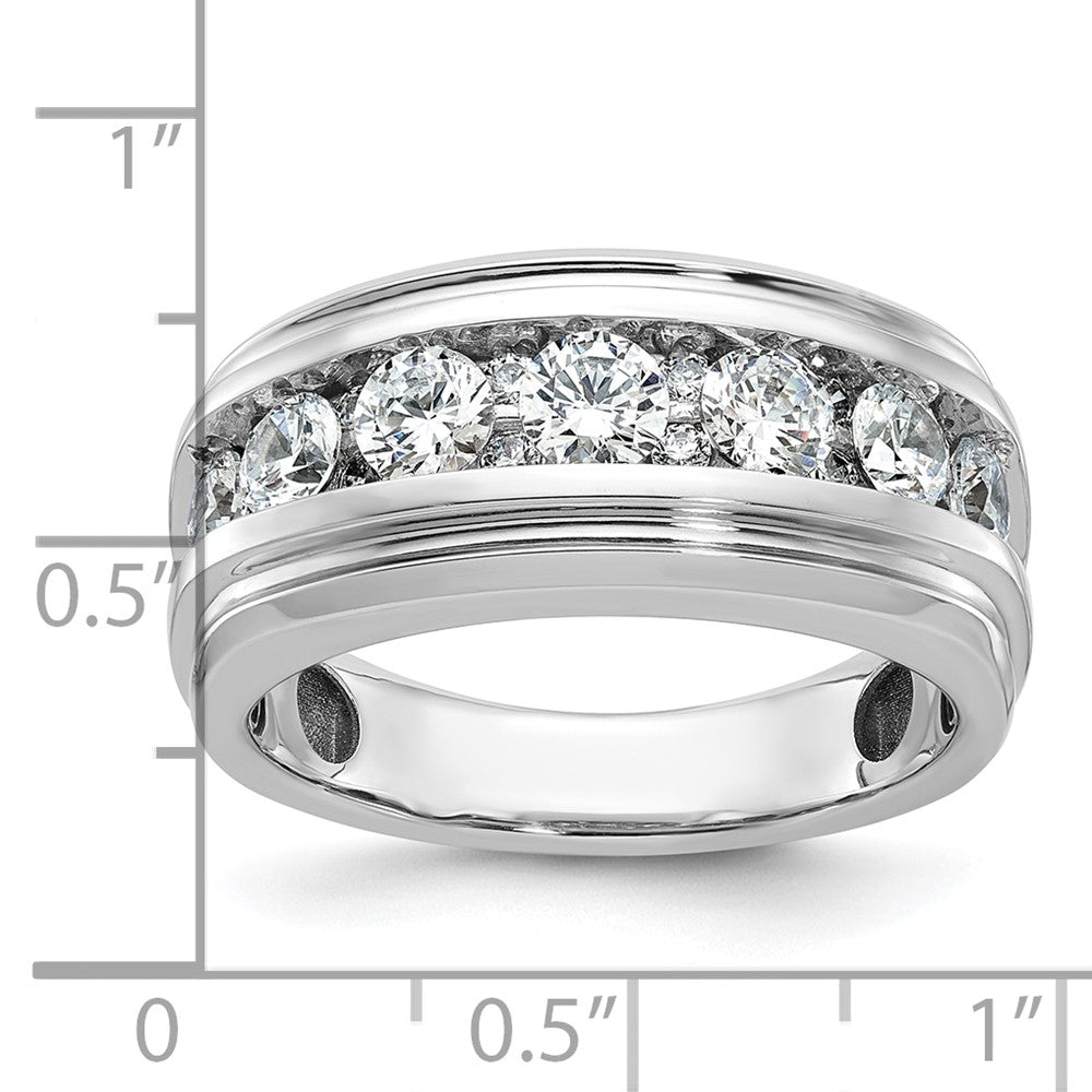 14k White Gold IBGoodman Men's Polished and Grooved Ring Mounting