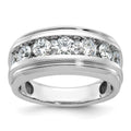 14k White Gold IBGoodman Men's Polished & Grooved Diamond Ring