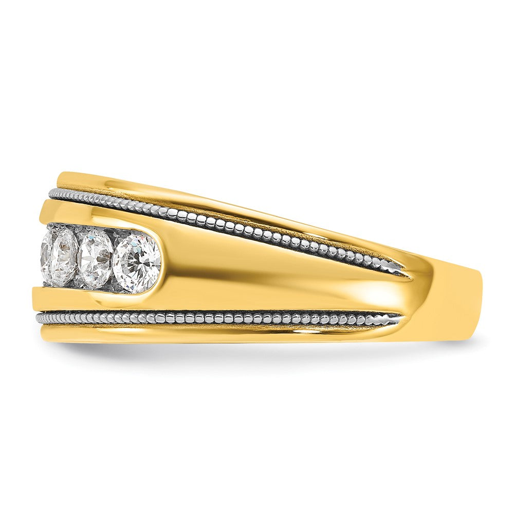 14k w/ White RH IBGoodman Men's Polished and Milgrain Diamond Ring