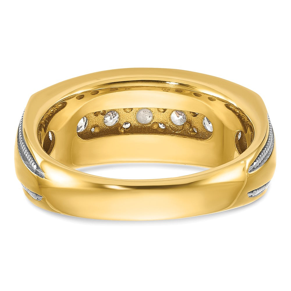 14k w/ White RH IBGoodman Men's Polished and Milgrain Diamond Ring