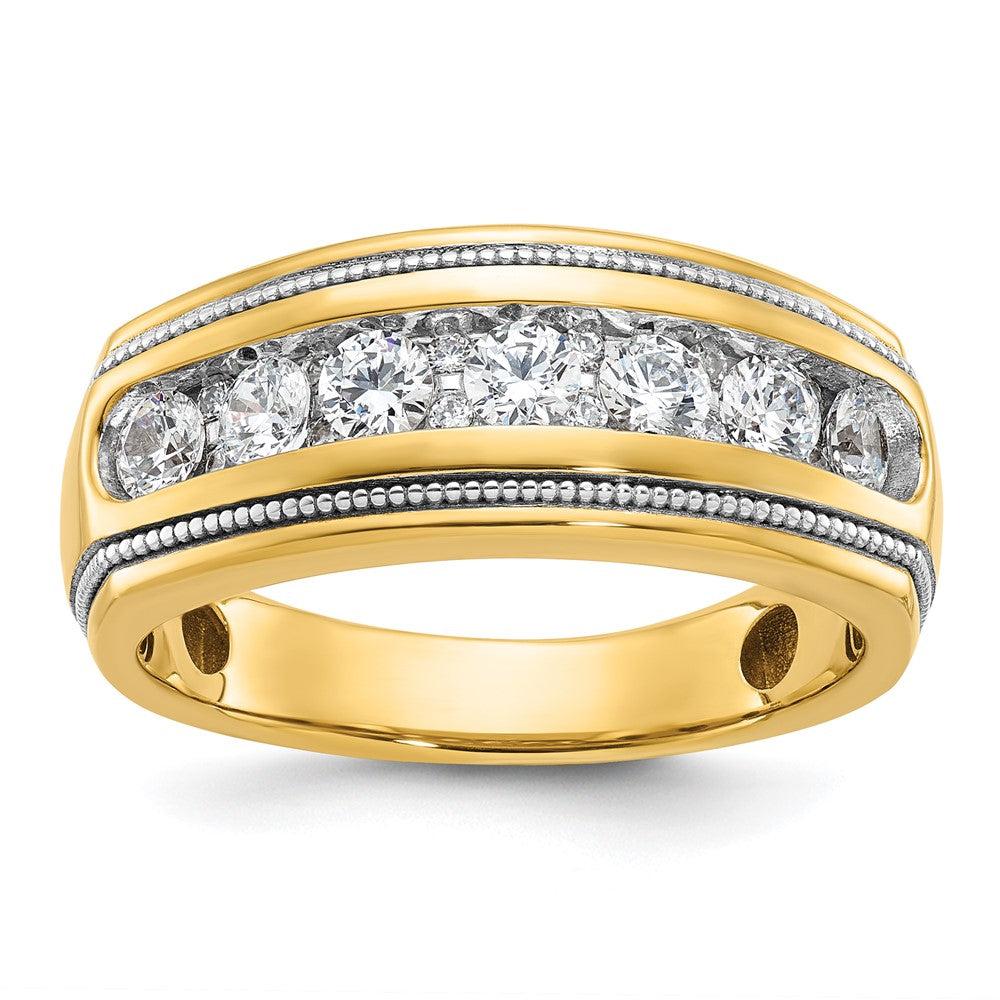 14k IBGoodman Men's Polished and Milgrain Ring Mounting