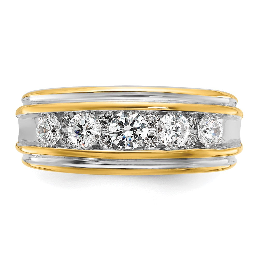 14k w/ White RH IBGoodman Men's Polished and Grooved Diamond Ring