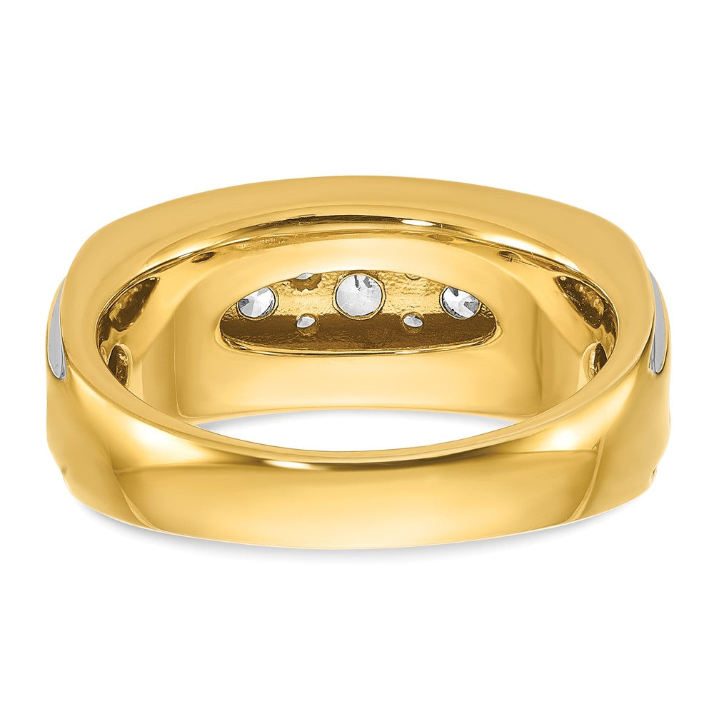 14k w/ White RH IBGoodman Men's Polished and Grooved Diamond Ring