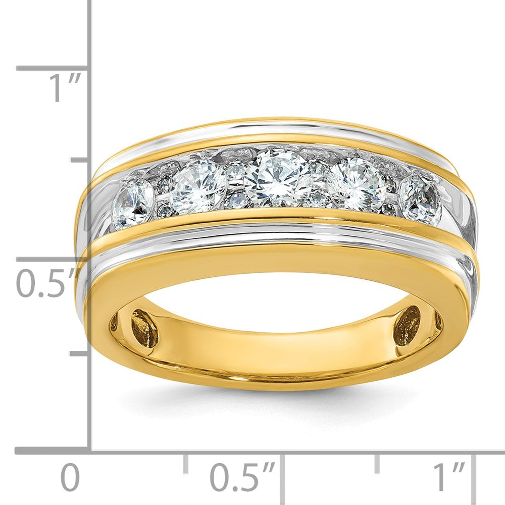 14k w/ White RH IBGoodman Men's Polished and Grooved Diamond Ring