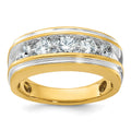 14k w/ White RH IBGoodman Men's Polished and Grooved Diamond Ring