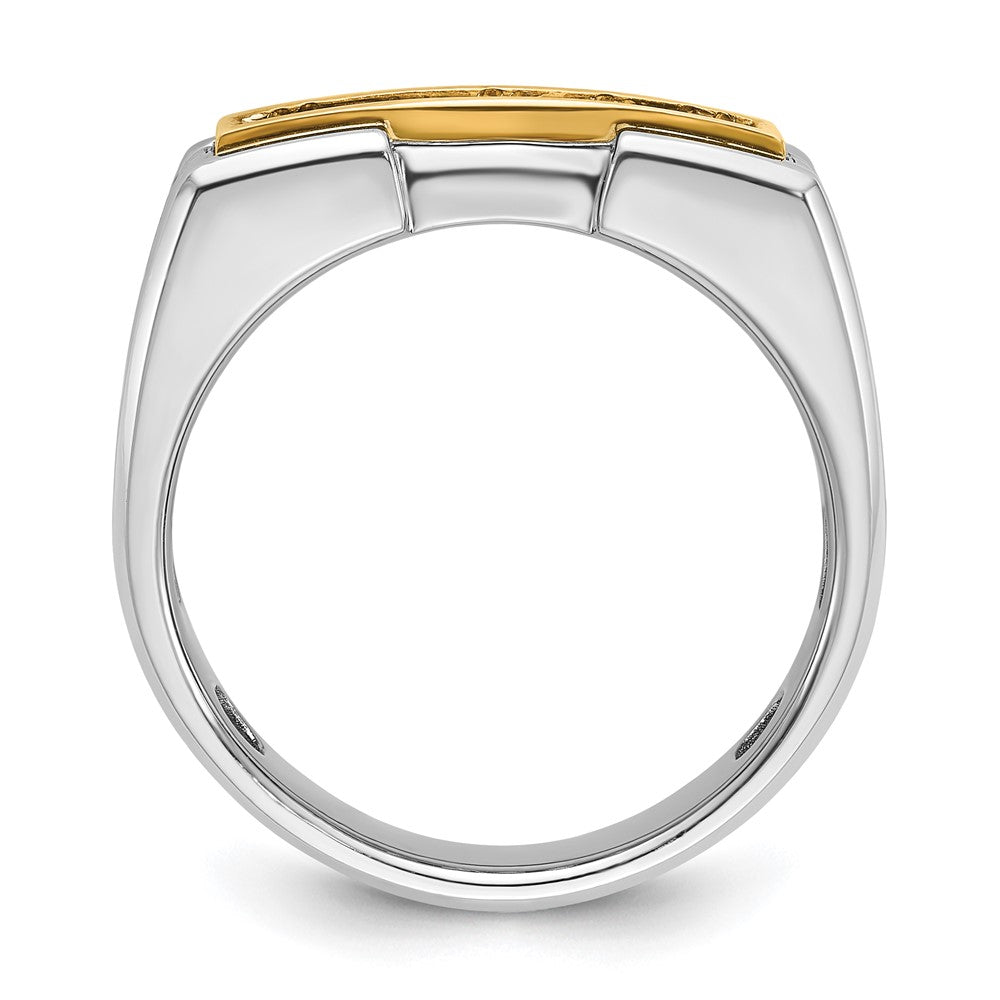 14ktt IBGoodman Men's Polished & Grooved 5-Stone Diamond Ring