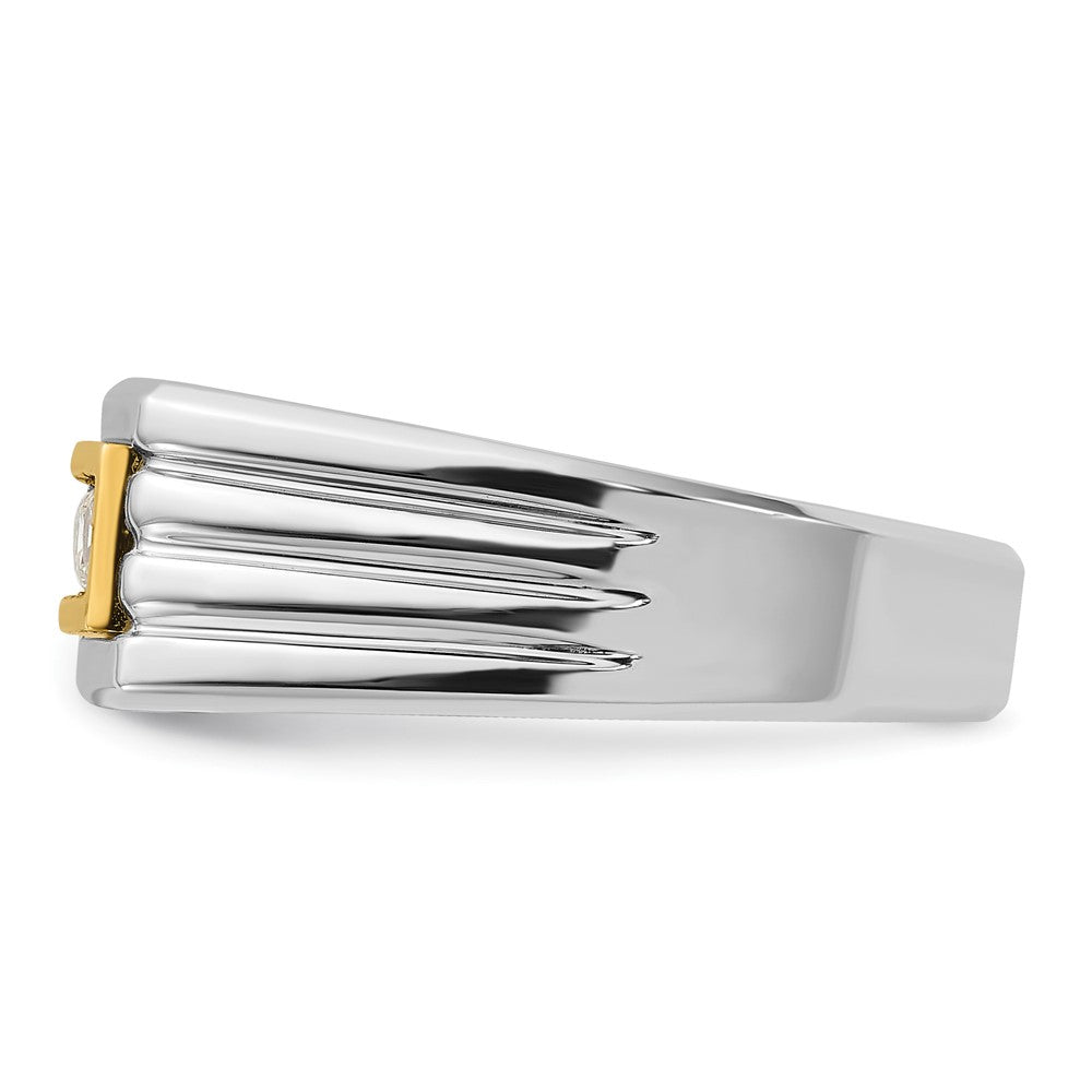 14k Two-tone IBGoodman Men's Polished & Grooved 5-Stone Ring Mtg