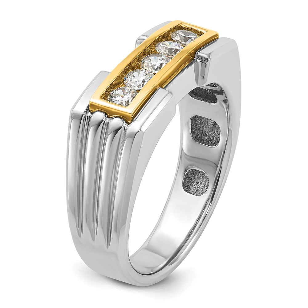14ktt IBGoodman Men's Polished & Grooved 5-Stone Diamond Ring