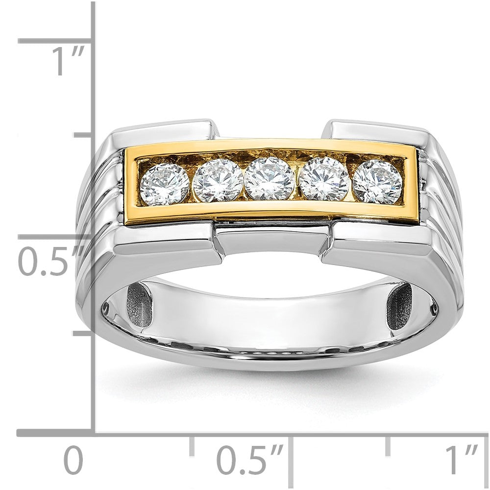 14k Two-tone IBGoodman Men's Polished & Grooved 5-Stone Ring Mtg