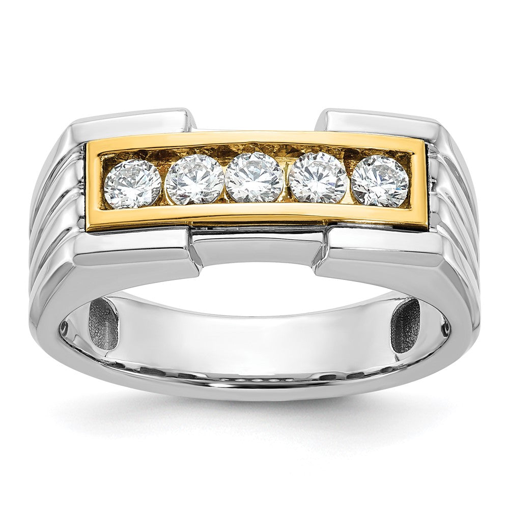 14ktt IBGoodman Men's Polished & Grooved 5-Stone Diamond Ring