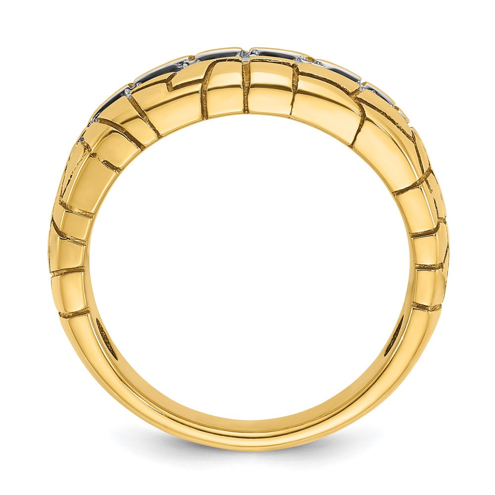 14k IBGoodman Men's Polished and Nugget Texture 7-Stone Ring Mounting