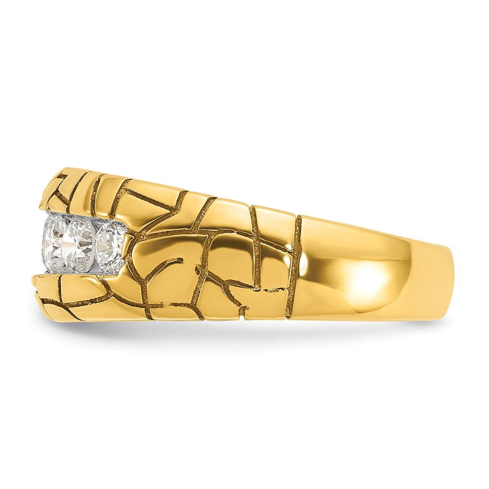 14k IBGoodman Men's Polished and Nugget Texture 7-Stone Ring Mounting