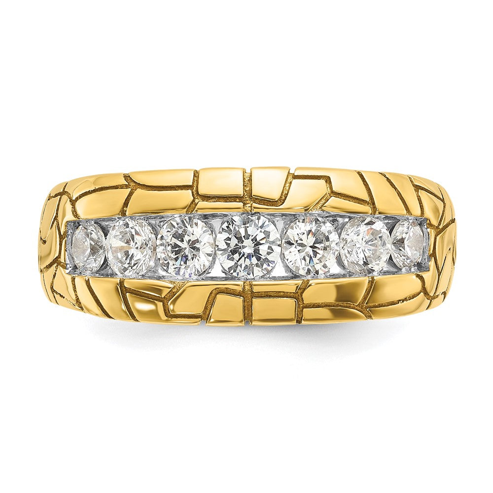 14k IBGoodman Men's Polished and Nugget Texture 7-Stone Ring Mounting