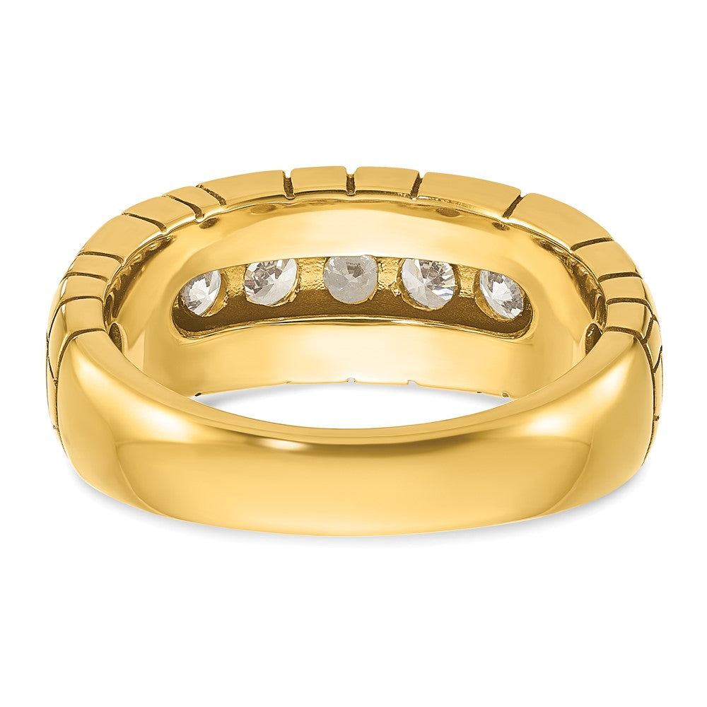 14k IBGoodman Men's Polished and Nugget Texture 7-Stone Ring Mounting