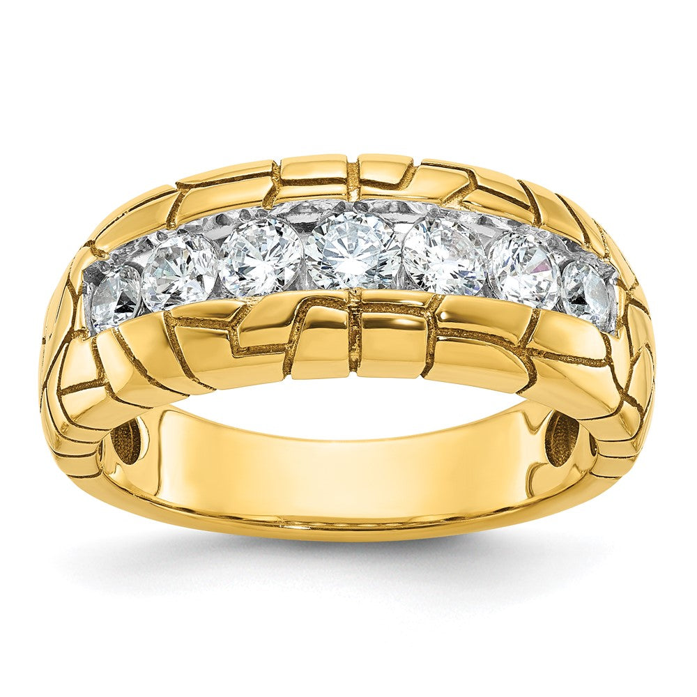 14k IBGoodman Men's Polished and Nugget Texture 7-Stone Ring Mounting