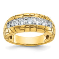 14k IBGoodman Men's Polished and Nugget Texture 7-Stone Ring Mounting