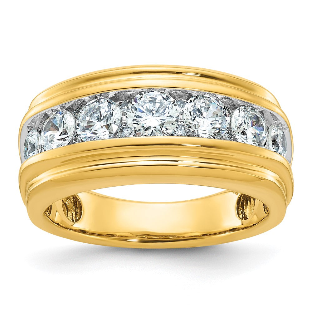 10k w/ White RH IBGoodman Men's Polished & Grooved Diamond Ring