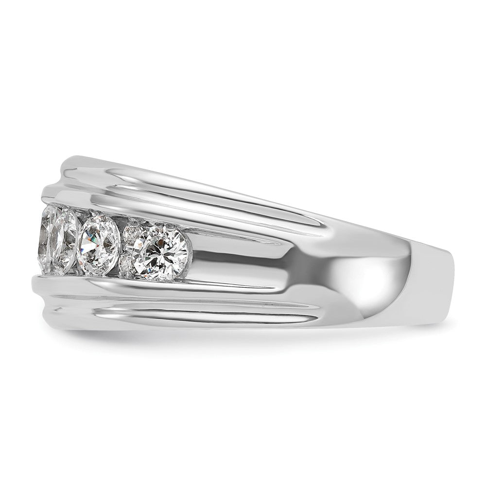 14k White Gold IBGoodman Men's Polished and Grooved Ring Mounting